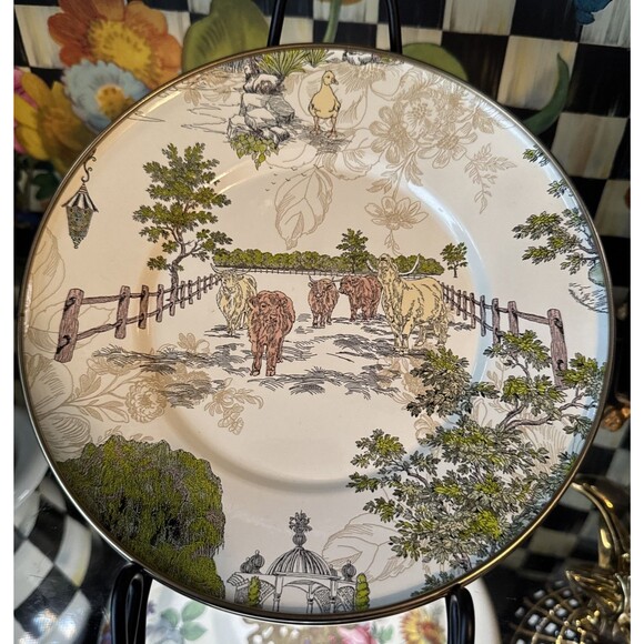 NEW  Mackenzie Childs AURORA 8" Enamel Dessert Salad Plate-RARE RETIRED HAVE 2 - Picture 1 of 7
